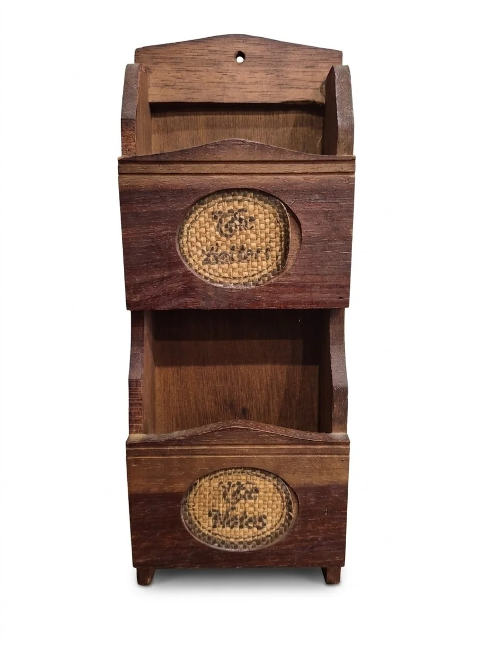 Rustic Double Pocket Wall Organizer - Dark Wood